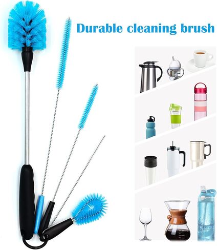 5-in-1 Tumbler Brush Cleaner Set, Cleaning Brush Washing Straw Tube lab Cleaning with Long Handle, for Water Bottle Brush Washing Coffee Mug Kettle Decanter Pipes lids Sinks Cap Covers in Kuwait