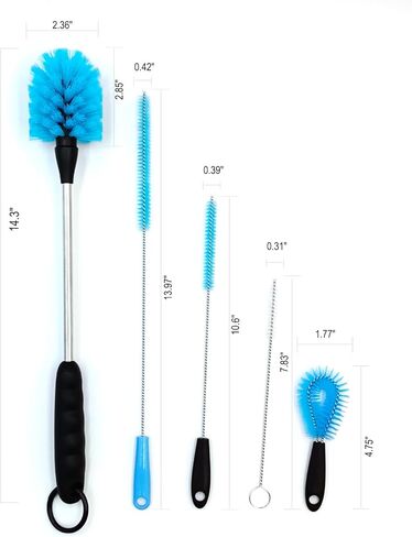 5-in-1 Tumbler Brush Cleaner Set, Cleaning Brush Washing Straw Tube lab Cleaning with Long Handle, for Water Bottle Brush Washing Coffee Mug Kettle Decanter Pipes lids Sinks Cap Covers in Kuwait