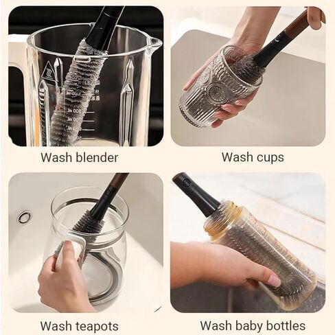 2-in-1 Detachable Dual-Head Bottle Brush, Blender Cleaning Brush for Fruit Juicer, Cup Lid & Kitchen Appliances, Food-Grade Bristles for Deep Cleaning in Kuwait