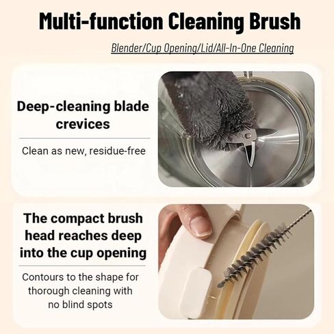 2-in-1 Detachable Dual-Head Bottle Brush, Blender Cleaning Brush for Fruit Juicer, Cup Lid & Kitchen Appliances, Food-Grade Bristles for Deep Cleaning in Kuwait