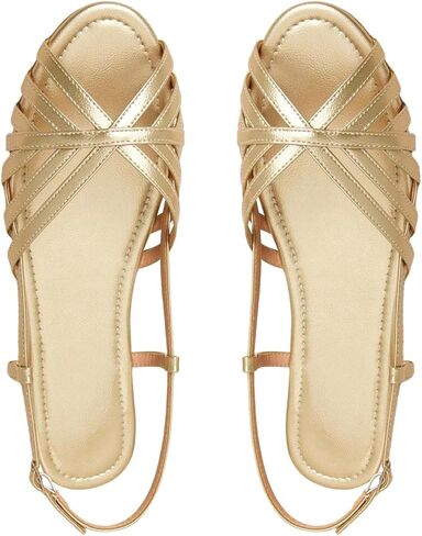 GORGLITTER Women's Metallic Slingback Flats Dressy Strappy Open Toe Party Wedding Sandals for Bride in Kuwait