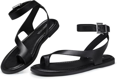 SHIBEVER Flat Sandals for Women Dressy: Comfortable Toe Loop Strappy Sandals Summer Casual Ankle Strap Walking Shoes for Beach Travel 2026 in Saudi Arabia