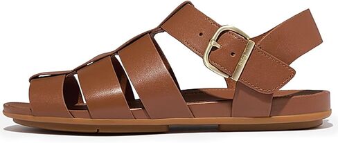 صندل FitFlop النسائي من الجلد GRACIE - حذاء مسطح خفيف الوزن بأشرطة للمشي مع بطانة مريحة ودعم للقوس in Kuwait
