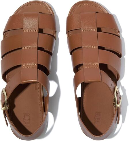 صندل FitFlop النسائي من الجلد GRACIE - حذاء مسطح خفيف الوزن بأشرطة للمشي مع بطانة مريحة ودعم للقوس in Kuwait