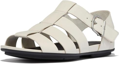 صندل FitFlop النسائي من الجلد GRACIE - حذاء مسطح خفيف الوزن بأشرطة للمشي مع بطانة مريحة ودعم للقوس in Kuwait