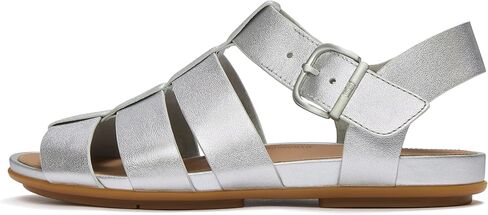 صندل FitFlop النسائي من الجلد GRACIE - حذاء مسطح خفيف الوزن بأشرطة للمشي مع بطانة مريحة ودعم للقوس in Kuwait