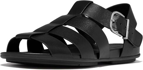 صندل FitFlop النسائي من الجلد GRACIE - حذاء مسطح خفيف الوزن بأشرطة للمشي مع بطانة مريحة ودعم للقوس in Kuwait