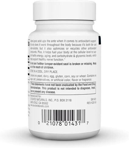 Source Naturals Alpha Lipoic Acid - Supports Healthy Sugar Metabolism, Liver Function & Energy Generation*, 300mg - 30 Time Release Tablets in Saudi Arabia