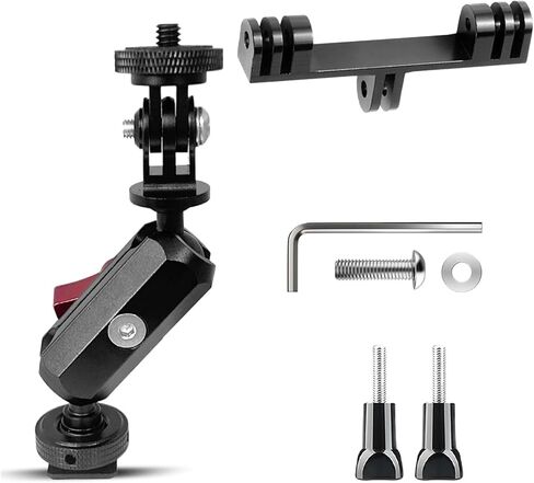 Dual Cold Shoe Monitor Mount with 1/4" Screw, Rotatable Dual Ballhead Arm for LED Monitor Microphone, Compatible with DJI Osmo Action 6/5 Pro/4/3, Osmo 360, Insta 360 X5/X4, GoPro Hero 13/12,Pocket 3 in Kuwait
