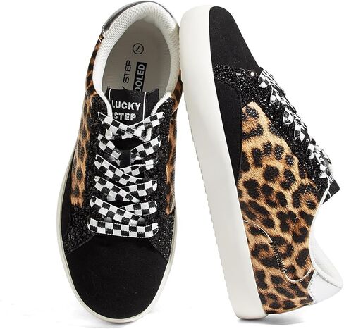 LUCKY STEP Women's Fashion Glitter Sneakers Casual Trendy Sparkly Party Tennis Shoes Shiny Bling Anti-Slip Dressy Bedazzled Wedding Bridal Footwear in Kuwait
