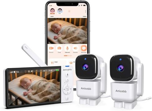 جهاز مراقبة الطفل الذكي مع تطبيق وشاشة 5 بوصات، وضع مزدوج (وصول إلى هاتف WiFi بتردد 2.4 جيجا هرتز وآمن بدون شبكة WiFi)، كاميرا PTZ لتتبع الحركة التلقائية، بطارية 36 ساعة، رؤية ليلية، تنبيهات البكاء/درجة الحرارة in Kuwait