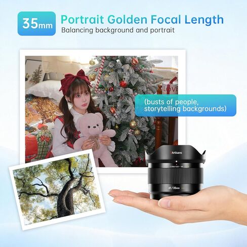 7artisans AF 35mm f1.8 APS-C Prime Lens for Sony E Mount LITE Series 181g Auto Manual Focus STM Camera Lens,Face/Eye Recognition for Humanistic/Portraiture/Street Photography (for Sony E Mount) in Kuwait