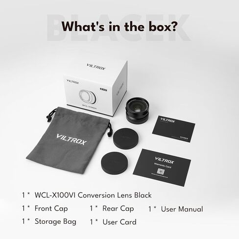 عدسة تحويل واسعة VILTROX WCL-X100VI متوافقة مع سلسلة Fujifilm X100، X100، X100V، X100VI، X100F، X100S (أسود) in Kuwait