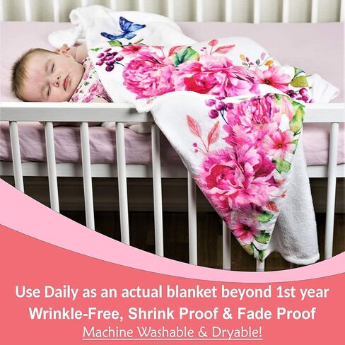 بطانية مايلستون الشهرية من Bliss n 'Baby للفتيات الصغيرات - بطانية مخطط النمو - مجموعة الأمهات الجدد، خالية من التجاعيد، قابلة للغسل، قابلة للتجفيف، إكليل قلب أحمر وعصابة رأس وردية - 54 بوصة × 40 بوصة in Kuwait