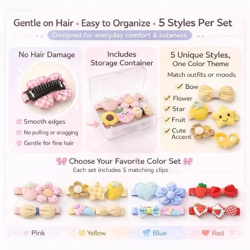 Baby Girl Hair Clips Non Slip for Thin to Thick Hair - No Damage Soft Barrettes for Newborn Infant Toddler - Cute Cartoon Hair Accessories Set (Pink) in Saudi Arabia