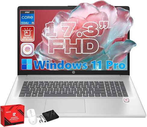كمبيوتر HP 2026 17.3 الرائد للأعمال - Intel 10-Core i5 1334U (حتى 4.6 جيجاهرتز)، ذاكرة الوصول العشوائي 16 جيجابايت، 512 جيجابايت SSD، FHD+ (250 BrightView nits)، Windows 11 Pro، لوحة مفاتيح بإضاءة خلفية، بصمة الإصبع، مع ملحقات in Kuwait