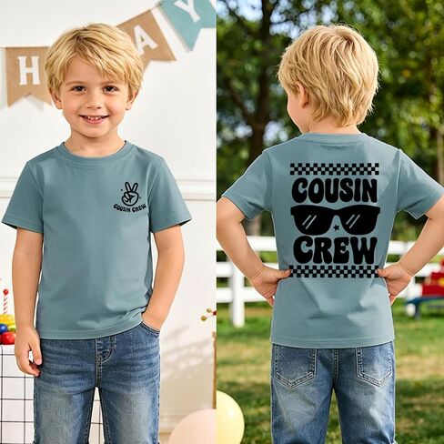 Cousin Crew Shirts for Kids Toddler Boy Big Cousin T-Shirt Funny Graphic Tee Summer Short Sleeve Casual Tops 2-8Y in Saudi Arabia