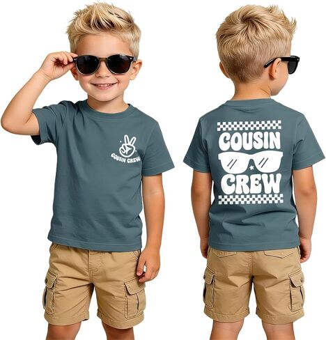 Cousin Crew Shirts for Kids Toddler Boy Big Cousin T-Shirt Funny Graphic Tee Summer Short Sleeve Casual Tops 2-8Y in Saudi Arabia