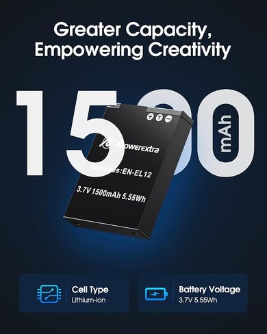EN-EL12 Battery 2 Pack and USB-C Dual Charger for Nikon Coolpix S9900, S9700, S9500, S9300, AW110, AW130, S70 and More (1500mAh High Capacity) in Kuwait
