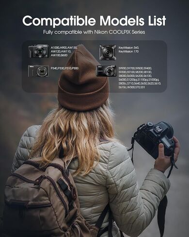EN-EL12 Battery 2 Pack and USB-C Dual Charger for Nikon Coolpix S9900, S9700, S9500, S9300, AW110, AW130, S70 and More (1500mAh High Capacity) in Kuwait