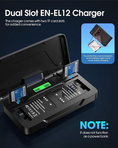 EN-EL12 Battery 2 Pack and USB-C Dual Charger for Nikon Coolpix S9900, S9700, S9500, S9300, AW110, AW130, S70 and More (1500mAh High Capacity) in Kuwait