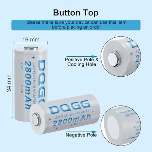 3.7V Rechargeable (34 * 16mm) Battery 2800mAh Flat Top Batteries with 16340 Charger for Camera.12 Pack in Kuwait
