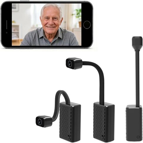 W-G2 Goose-Neck Security Camera, 2K HD Mini Indoor Camera Wireless with Magnetic Mount, Color Night Vision, Built-in Hotspot, Battery-Powered, Motion Detection, Cloud Storage, Phone/PC Monitoring in Kuwait