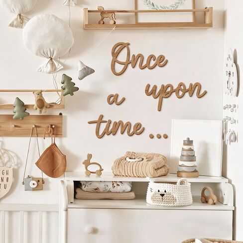 Bnesi Once Upon a Time Wooden Wall Sign Fairytale Nursery Decor Nursery Wall Decor Once Upon a Time Wall Decor Ideal for Fairytale-Themed Nursery & Baby Shower Spaces (Retro) in Saudi Arabia