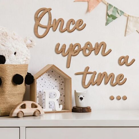 Bnesi Once Upon a Time Wooden Wall Sign Fairytale Nursery Decor Nursery Wall Decor Once Upon a Time Wall Decor Ideal for Fairytale-Themed Nursery & Baby Shower Spaces (Retro) in Saudi Arabia