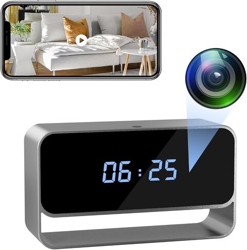 LIBREFLY Mini Wireless Security Camera with Clock Display- Full HD 1080P WiFi Camera - Small Nanny Cam - Night Vision - SD/Cloud Storage in Kuwait