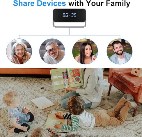 LIBREFLY Mini Wireless Security Camera with Clock Display- Full HD 1080P WiFi Camera - Small Nanny Cam - Night Vision - SD/Cloud Storage in Kuwait