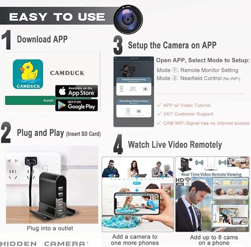 2026 شاحن كاميرا خفية Nanny Cam مطور بدقة 1080 بيكسل، كاميرا تجسس واي فاي مع بث مباشر، كشف الحركة، كاميرا أمان داخلية لمراقبة المنزل in Kuwait