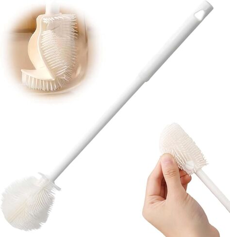 360° Flexible Silicone Bottle Brush, 11.4 Inch Long Handle, Baby Bottle and Narrow Neck Cleaner, Soft Bristles for Water Bottles, Travel Mugs, and Sippy Cups in Kuwait