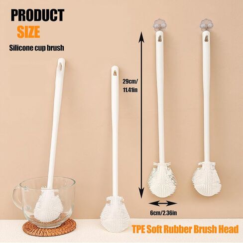 360° Flexible Silicone Bottle Brush, 11.4 Inch Long Handle, Baby Bottle and Narrow Neck Cleaner, Soft Bristles for Water Bottles, Travel Mugs, and Sippy Cups in Kuwait