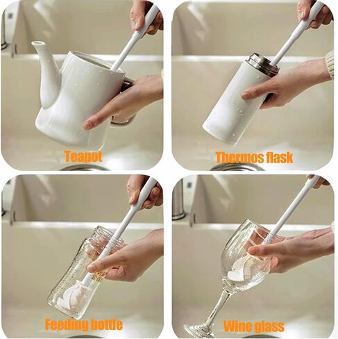 360° Flexible Silicone Bottle Brush, 11.4 Inch Long Handle, Baby Bottle and Narrow Neck Cleaner, Soft Bristles for Water Bottles, Travel Mugs, and Sippy Cups in Kuwait