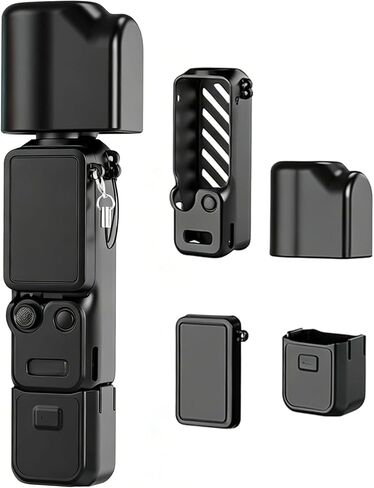Silicone Case for DJI Osmo Pocket 4, Full Protective Cover with Lens Protector, Anti-Scratch Shockproof Soft Silicone Sleeve Skin, Portable Dustproof Accessories for Osmo Pocket 4 Black in Saudi Arabia