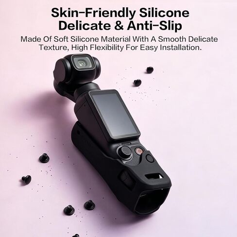Silicone Case for DJI Osmo Pocket 4, Full Protective Cover with Lens Protector, Anti-Scratch Shockproof Soft Silicone Sleeve Skin, Portable Dustproof Accessories for Osmo Pocket 4 Black in Saudi Arabia