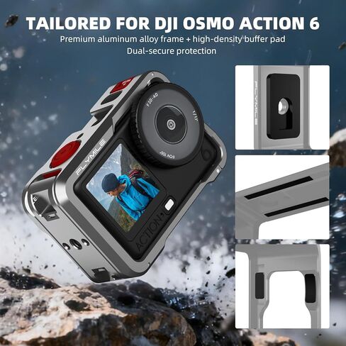 Action 6 Camera Cage Protective Case Metal Frame with Silicone Lens Cap Magnetic Quick Release Mini Tripod Stand, 180° Adjustable Aluminum Tripod Table Mount Desk Base Accessories in Kuwait