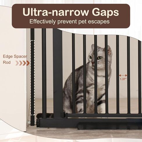 SMONTER 55" High Extra Tall Baby Gate, Safety Cat Gate for Doorways, Expands to 30.1"-34.1" Wide, Auto Close Dog Gate, No Drilling Pressure Mounted Cat Fence, Pet Gate Indoor for Stairs, Black in Kuwait
