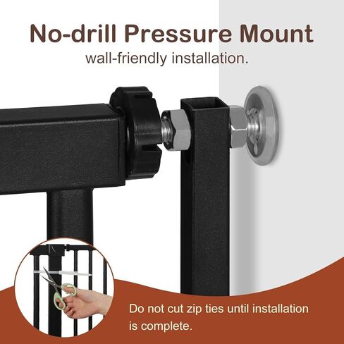 SMONTER 55" High Extra Tall Baby Gate, Safety Cat Gate for Doorways, Expands to 30.1"-34.1" Wide, Auto Close Dog Gate, No Drilling Pressure Mounted Cat Fence, Pet Gate Indoor for Stairs, Black in Kuwait
