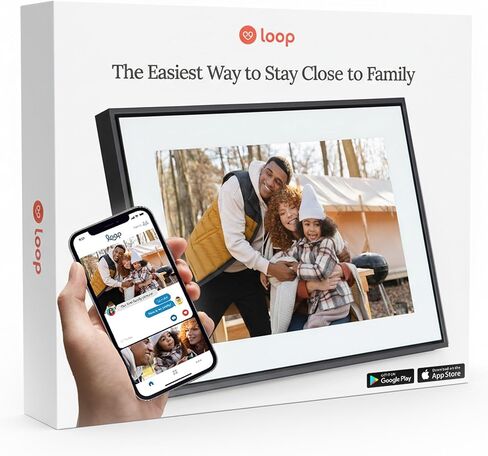 إطار صور رقمي Loop Pro مع شاشة لمس Wi-Fi 1920x1080 Full HD 10.1 بوصة إطار صور رقمي للمنزل - ميزة مشاركة النص والتطبيقات - إطار رقمي ذكي سهل الاستخدام - هدية المنزل الذكي للعائلة in Kuwait