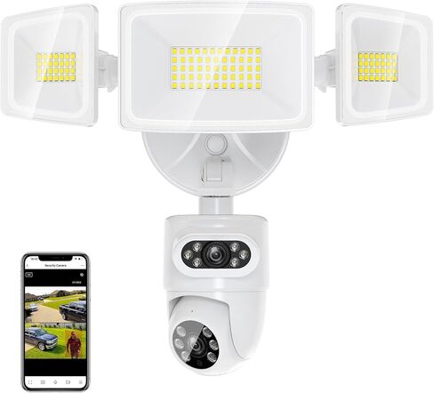 Onforu 5500LM Dual Lens Floodlight Camera Outdoor, 4MP 360° View Auto Tracking Smart Wired Security Flood Light, Dual Cam, Motion Detection, Built-In Siren, Night Vision, 2-Way Audio, Works with Alexa in Kuwait