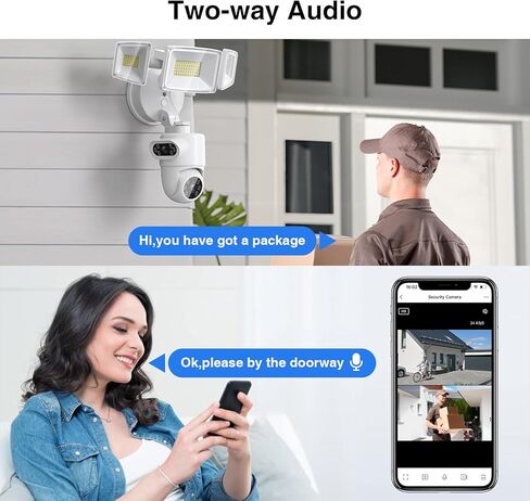 Onforu 5500LM Dual Lens Floodlight Camera Outdoor, 4MP 360° View Auto Tracking Smart Wired Security Flood Light, Dual Cam, Motion Detection, Built-In Siren, Night Vision, 2-Way Audio, Works with Alexa in Kuwait
