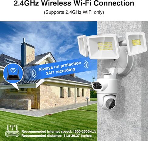 Onforu 5500LM Dual Lens Floodlight Camera Outdoor, 4MP 360° View Auto Tracking Smart Wired Security Flood Light, Dual Cam, Motion Detection, Built-In Siren, Night Vision, 2-Way Audio, Works with Alexa in Kuwait