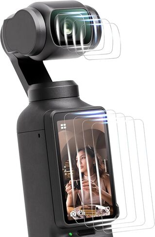 واقي شاشة للعدسة لجيب DJI Osmo Pocket 4/3 &Xtra Muse (8 عبوات)، جيب 4 ملحقات واقي شاشة من الزجاج المقسى شاشة OLED، فائقة الدقة، صلابة 9H، حماية كاملة، مقاومة للخدش in Kuwait