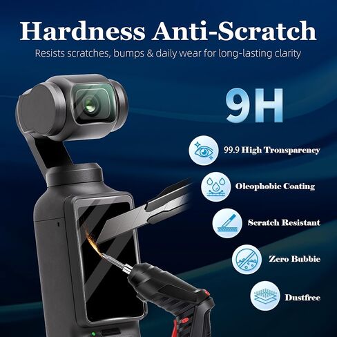 واقي شاشة للعدسة لجيب DJI Osmo Pocket 4/3 &Xtra Muse (8 عبوات)، جيب 4 ملحقات واقي شاشة من الزجاج المقسى شاشة OLED، فائقة الدقة، صلابة 9H، حماية كاملة، مقاومة للخدش in Kuwait