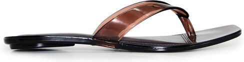 Wild Diva ROME-01 Women's Clear Square Toe Jelly Thong Flip Flop Sandals in Kuwait