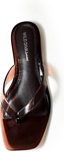 Wild Diva ROME-01 Women's Clear Square Toe Jelly Thong Flip Flop Sandals in Kuwait