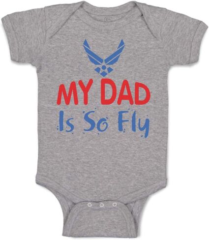Cute Rascals Baby Bodysuit My Daddy Is So Fly Air Force Dad Father's Day Funny Boy & Girl Baby Clothes Cotton Oxford Gray Design Only 12 Months in Kuwait