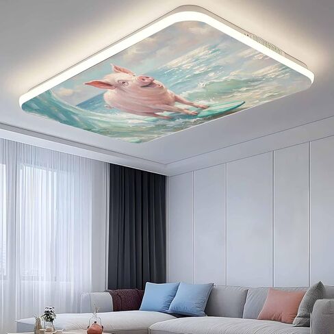 Surfing Pig Magnetic Fluorescent Light Covers for Ceiling Lights 2x4 Ft, Oil Painting Funny Animal Beach Summer Office Classroom Kitchen Drop Ceiling Light Covers Lighting Filters Shade Panel 3 Packs in Kuwait